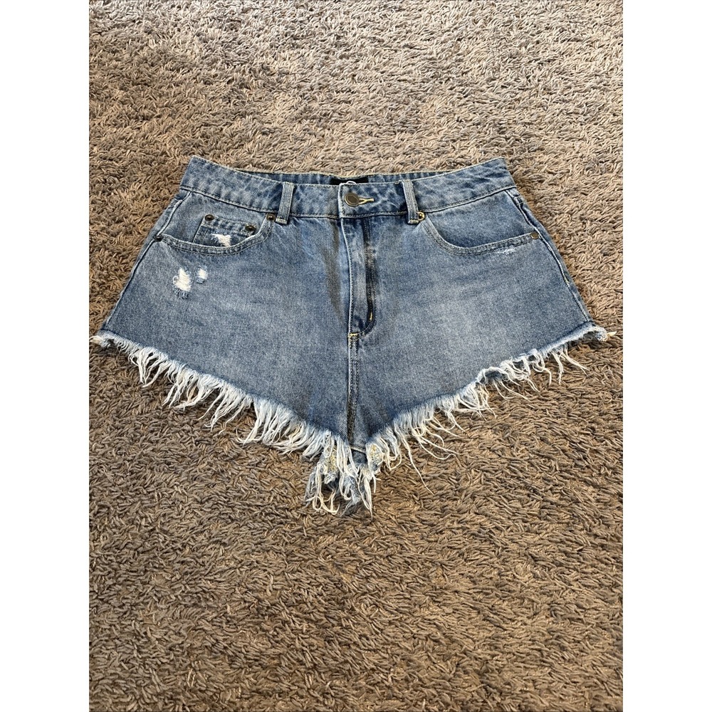 RVCA Denim Jean Shorts Elle Size 28 Booty Short Raw Hem‎